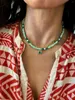 Collier ras du cou bohème vert de perles de riz pour femmes, chaîne courte, fabricant, déclaration de vente directe, bijoux Vintage, vente en gros INS Sty