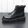 Boots Korean Style Mens Leisure Platform Black Original Leather Cowboy Shoes Spring Autumn Boot Trend Handsome Ankle Botas Mans