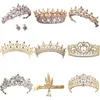 Gold Crystal Tiara Crown For Wedding Hair Accessories Princess Queen Wedding Crown Rhinestones Bridal Hair Jewelry215Y