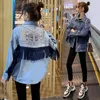 Kadın Ceketleri Denim Ceket 2023 Bahar Vintage Çiçek Nakış Süet Saçak Gevşek Uzun Kollu Jean Casual Ropa De Mujer