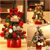 Décorations de Noël Mini arbre de bureau petits ornements roses lueur cryptée