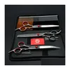 Hair Scissors 4Pcs Suit 6 Inch 17.5Cm Purple Dragon Combaddcuttingaddthinningadddown Curved Shears Clipper For Dog Professional Pets H Dhmsc