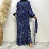 Ethnic Clothing Spring And Autumn Velvet Solid Color Muslim Robe Middle East Abaya Arab Fashion Simple Loose Sleeved Cardigan