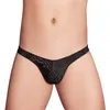 Sous-vêtements Sexy Hommes Léopard PU Faux Cuir G-string Bandage Taille Basse Bulge Poche Slip U Convexe String Érotique Gay Porter