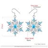 Dangle Oorbellen Garilina Sneeuwvlok Blauw Zirconia Zilver Kleur Drop Vrouwelijke Groothandel Kerstdag Geschenken AE2248