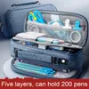 Pen Storage Bag Pencil 5 Layer Large Capacity Cosmetic High Quality Study Supplies Simple Student Case Stationary 231220