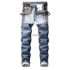 Мужские джинсы 2020, мужские повседневные джинсы высокого качества с покрытием, тонкие прямые плиссированные байкерские джинсы, брюки, джинсовые повседневные брюки, большие размеры 42, L231220