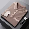 MLSHP 100 Polo de algodón puro para hombre Camisa de manga larga de lujo Primavera y otoño Color sólido Casual de negocios 3XL 231220