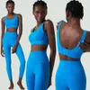 Lu Align Woman AL Frauen Fitness Zweiteiliger Anzug Herbst/Winter Atmungsbecher Tiefer Sport-BH Langes Set Cross Border Anzug Workout Gry Lemon Lady Gry Sport Mädchen