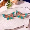 Stud Earrings Antique Glazed Butterfly