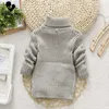 Pullover Nowe 2022 Dzieci Silny sweter pullover jesienne zimowe chłopcy dziewczęta golf golowane swetry topy ubrania na 2-8tl231215