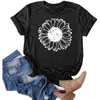 Damenblusen, blühendes Gänseblümchen-Druck-Frauen-Shirt, kurzärmelig, O-Ausschnitt, lockere Damen-Frühlings-Sommer-Bluse, Tops, Kleidung, Camisetas Mujer