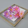 Flores decorativas 6cm seda 3 garfos margarida cabeça artificial para casamento casa diy grinalda scrapbook artesanato pulseira anel