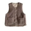 Fourrure femme fausse fourrure automne et hiver gilet chaud en laine d'agneau matelassé en coton Maillard gilet Simple Double face gilet chaud femme 231220