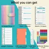 A6 Binder Gradient Laser English Notepad PU looseleaf notebook Plan this week Month Ledger Office Stationery 231220