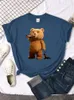 Women's T Shirts Mr.Teddy Bear är en ölälskare tryckt t-shirts hipster kreativitet tshirt sport rund hals softtee toppar trend individuella