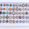 Cluster Rings 20Pcs/Lot Fashion Bohemia Retro Stone Adjustable For Men Women Mixed Style Jewellery Party Anniversary Gifts Wholesale