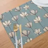 Tapetes de mesa flor de lótus antiderrapante lugar de isolamento para cozinha jantar lavável placemats tigela copo conjunto de 6