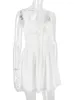 Vestidos casuais Karlofea Lace Flare Mini Dress Outfits Sexy Daily Wear Mulheres em Sweet Chic Party Strappy Branco