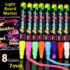 8pcsset LED Writing Board Erasable Marker Highlighter Fluorescent Liquid Chalk Blackboard Painting Pen for Glass Window 231220