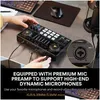 Microphones Maono O Interface Dj Mixer Tout en un Studio de podcast portable pour l'enregistrement en direct Streaming Guitar PC Kit de carte son Drop Dh8Fg