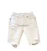 Herren Jeans 2022 Sommer Mode Cropped Herren Tattered Ripped Shorts Lose Gerade Lässige Weiße Denim Hosen Streetwear Männer Boyfriend Jeans L231220