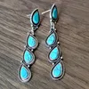 Necklace Earrings Set Vintage Turquoises Dangle For Women Ethnic Ancient Water Drop Long Earring Boho Fashion Jewelry Bijioux Gift