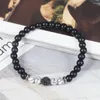 Brin mode hommes Bracelet breloque pavé CZ boule Disco 6mm pierre naturelle noir Onyx bracelets pour femmes Yoga bijoux cadeau