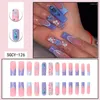 False Nails Long Coffin Press on Full Copor Color Color Tips French Tip Square Faw for Women and Girls 24pcs