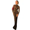 Casual Dresses Yiallen Autumn Women Sexig O-krage Långärmad mode 2023 Leopard Printing Beach Party Club Clothing