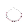 チェーンZoca Luxury Lab Ruby 925 Sterling Silver Square Full Necklace for Semal