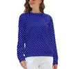 Kvinnors hoodies vit polka dot marinblå hiphop överdimensionerad hoodie kvinnor långärmad rolig design casual tröjor