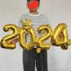 Gül Altın Gümüş Taç 2024 Dijital Balon Yıl Arifesi Parti Dekor Konjoik Merhaba Mektup Numarası Folyo Balonlar Xmas Globos 231220
