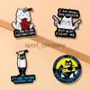 Creative Cat Enamel Brooch Potted Pistol Cat Dice Glass Skull Bat Cat Computer Egg Cat Metal Badge Punk Lapel Pin Jewelry