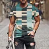 Erkek Tişörtleri Yaz Ekose 3D Baskı T-Shirt Moda Kadın O boyun boyunlu Kısa Kollu Büyük Boy Tees Harajuku Street Giyim Erkek Kids Tops