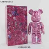 Bearbrick Andy Warhol Flower Cherry Blossom Building Block 400% Fashion Doll Violent Bear Ornament 28cm