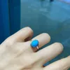 Cluster Rings JHY2024 G18K Solid Gold 18K Natural Blue Turquoise Gemstones 7.9 9.9mm Diamonds Female Casual Sporty Sporty Sporty