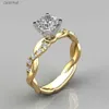 Solitaire Ring clásico anillos de boda a juego Anillos de compromiso de mujeres con circón Accesorios de joyería de piedra de cristal Día de la boda GiftL231220