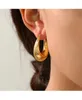 Hoopörhängen Trend enkel guldfärg rostfritt stål för kvinnor flickor geometriska c-formade eleganta cirkel runda öron smycken gåvor