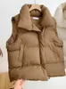 Осень-зима женская повседневная свободная утепленная куртка пальто с воротником-стойкой на молнии однотонный теплый жилет для курток-пуховиков 2023 231020