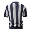 Polo estiva da uomo a righe in cotone casual, formale, sociale, a maniche corte, business top 231220