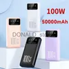 Mobiele telefoon Power Banks 100W Power Bank 50000mAh Supersnel opladen voor Huawei Samsung Draagbare externe batterijlader voor iPhone 15 Xiaomi Powerbank J1220