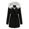 Women's Trench Coats Parka Cotton Hooded Jacket Plus Velvet Fur Collar Warm Female Winter Wrap Coat Outwear For Women