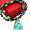 Pendant Necklaces 1pc Trendy Regenerate Turquoise With Bronze 6-8mm Beads Necklace Quadrangle For Woman Man Daily Wearing