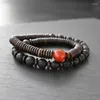 Strand Double Layered Coconut Wood Beaded Bracelet Natural Stone Bead Bracelets For Men And Women Stacking Wooden Stretch