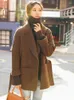 Women's Suits UNXX 2023 Autumn And Winter Women Woolen Cashmere Coat Petite Short Style High Loose Suit Jacket Office Lady