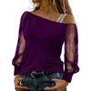 Camicette da donna Moda Pullover da donna Top Camicetta semplice Top lucidi con cuciture color oro