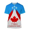 T-shirts pour hommes Canada castor chemise drapeau impression 3D Streetwear homme femme col rond T-shirts Harajuku T-shirts hauts vêtements pour enfants