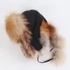 Chapéus de caça à venda 100% real Fox Fur Russo Ushanka Trapper Snow Snow Skiing Hats Caps Earflap Winter Ladies Fox Fur Bomber Hat 231219