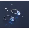 Hoop -Ohrringe Ruifan Herzverlauf blau lila Kristall 925 Sterling Silber für Frauen weibliche trendige Party fein Schmuck Ja365